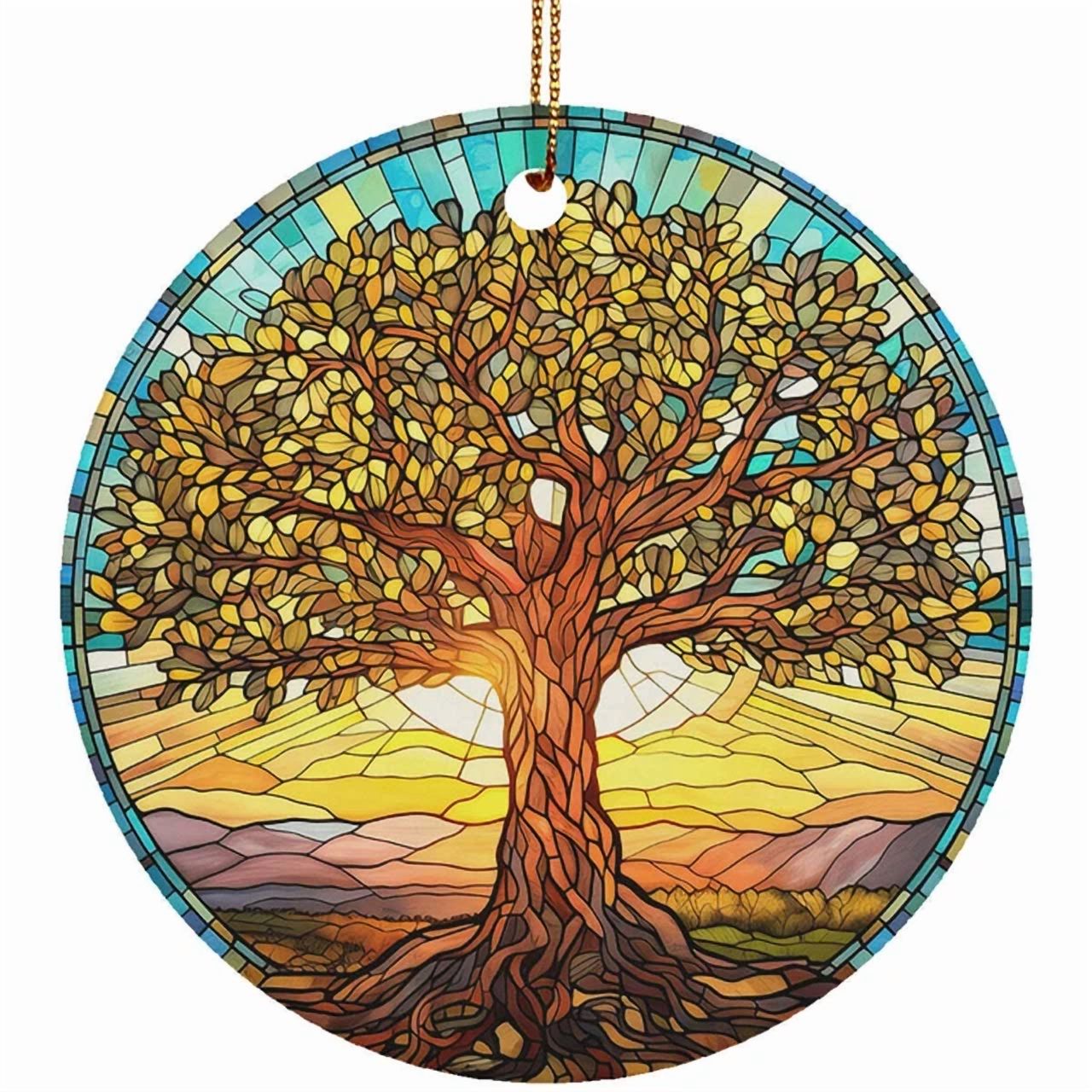 EVERA Sunlight Tree Of Life Hanging Colors Ornament Stained Glass Art ...