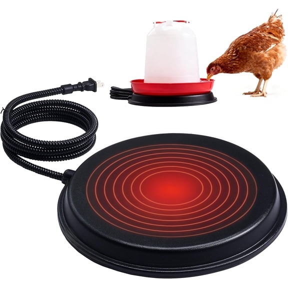EVERBETTERUS Chicken Water Heater for Winter, 12.6'' for 1-7 Gallon Metal or Plastic Poultry Waterer, Outdoor Eletric Poultry Water Heaters for Chicken Turkey Goose Duck Drinker