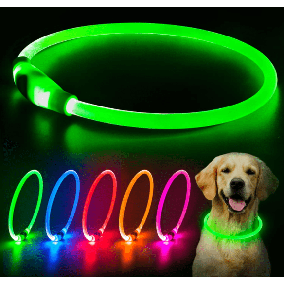 EVERBETTERUS LED Dog Collar, Light Up Dog Collar Adjustable USB Rechargeable Super Bright Safety Light Glowing Collars for Dog