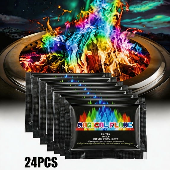 EVERBETTERUS Magical Flames Fire Color Changing Packets Fire Pit , Fire Color Packets for Camping Essentials, Campfire, Bonfire & Fireplaces, Campfire Accessories(24PCS)