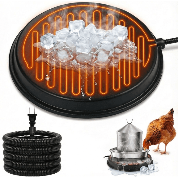 EVERBETTERUS Poultry Chicken Water Heater: Chicken Water Heater Base for Winter, for Plastic/Metal Poultry Watere Under 6 Gallons, Heated Waterer for Chickens 80W