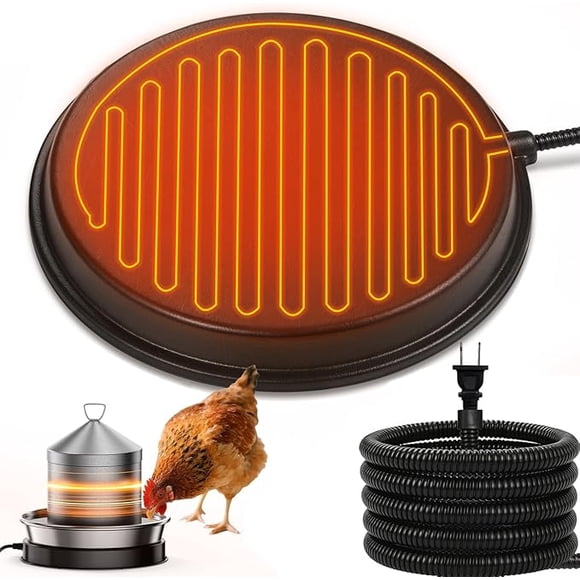 EVERBETTERUS Poultry Chicken Water Heater Poultry Water Heater Base for Winter,14 Inch for Plastic/Metal Poultry Waterer,Thermostatically Controlled Heated Waterer 80W,Chicken Coop Accessories