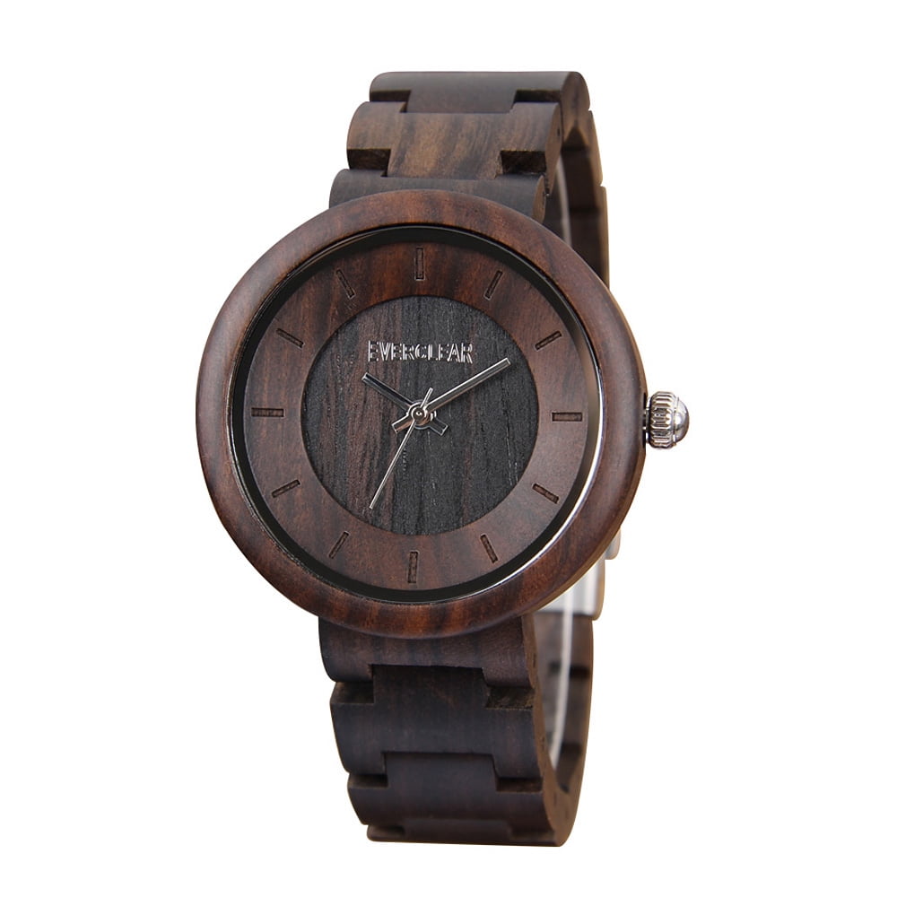 LeeEv Men's Lightweight Sandalwood Watch - Handmade Wooden Watch, Roman Numerals, Japanese Quartz Movement