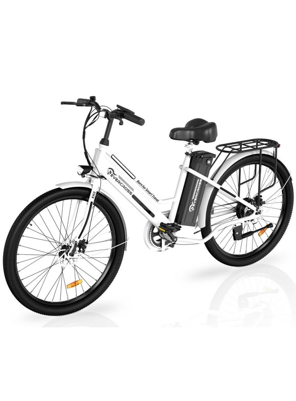 EVERCROSS Electric Bike, 26" Ebike, 500W Motor Mountain Bike for Adults, 36V Removable Battery, Max.Speed 20MPH Electric Bicycle with LED Display for Women, White