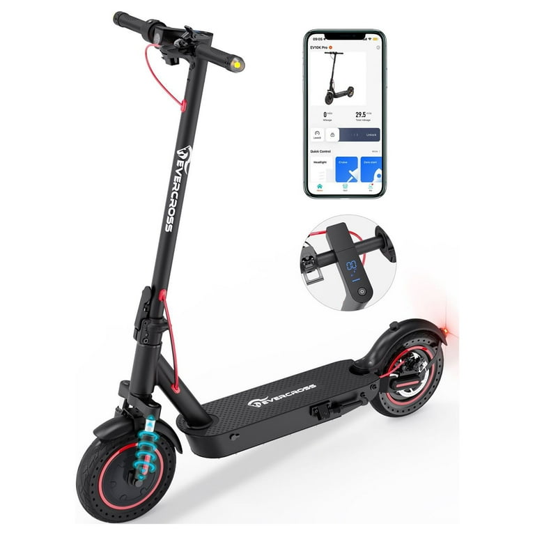 EVERCROSS Electric Scooter, 10'' Solid Tires, 22 Miles Long Range Max Speed  19MPH, 500W Peak Power Motor, Folding Electric Scooter for Adult Commute