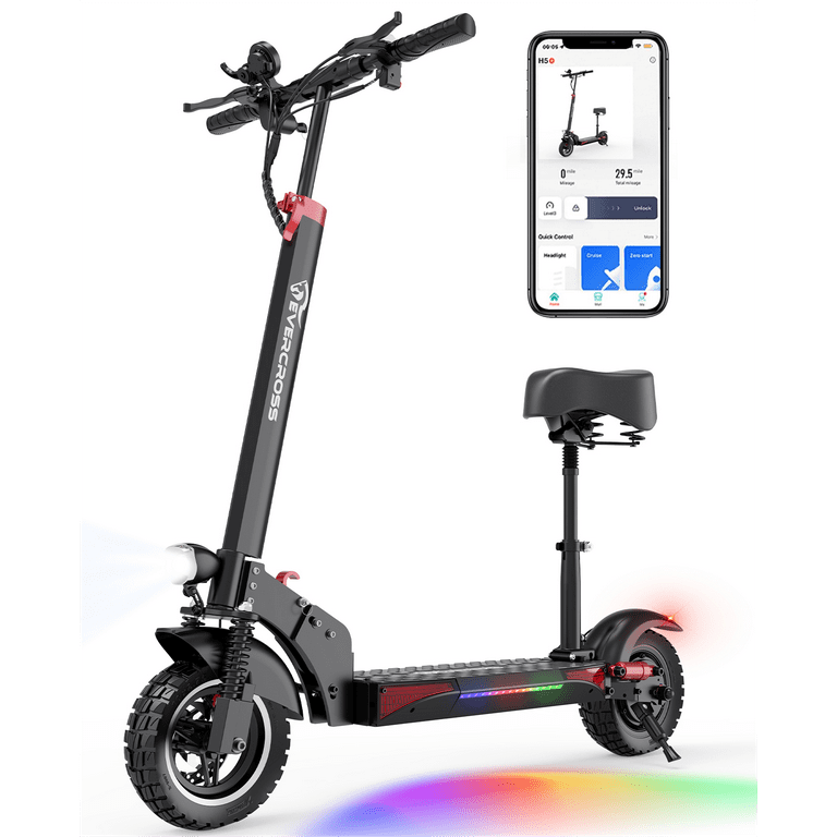 EVERCROSS Electric Scooter with 10 Solid Tires, 800W Motor Up to 28 MPH and 25 Miles Range, Folding Electric Scooter for Adults , Black