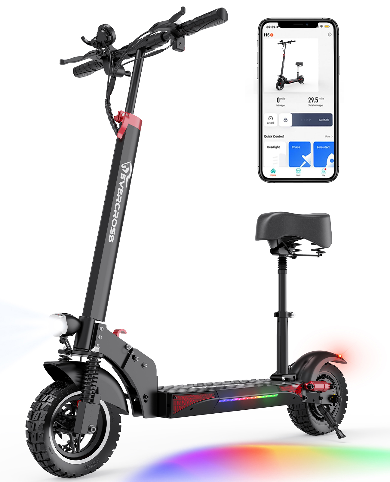 EVERCROSS Electric Scooter with 10" Solid Tires, 800W Motor up to 28 MPH and 25 Miles Range, Folding Electric Scooter for Adults , Black - image 1 of 9