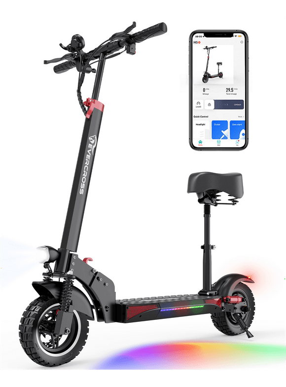 EVERCROSS Electric Scooter with 10" Solid Tires, 800W Motor up to 28 MPH and 25 Miles Range, Folding Electric Scooter for Adults , Black