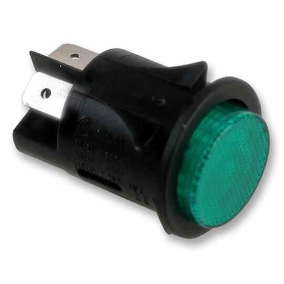 EVEREL Pushbutton Switch Off-(On) Latching 25mm 250V AC 16A Illuminated Green