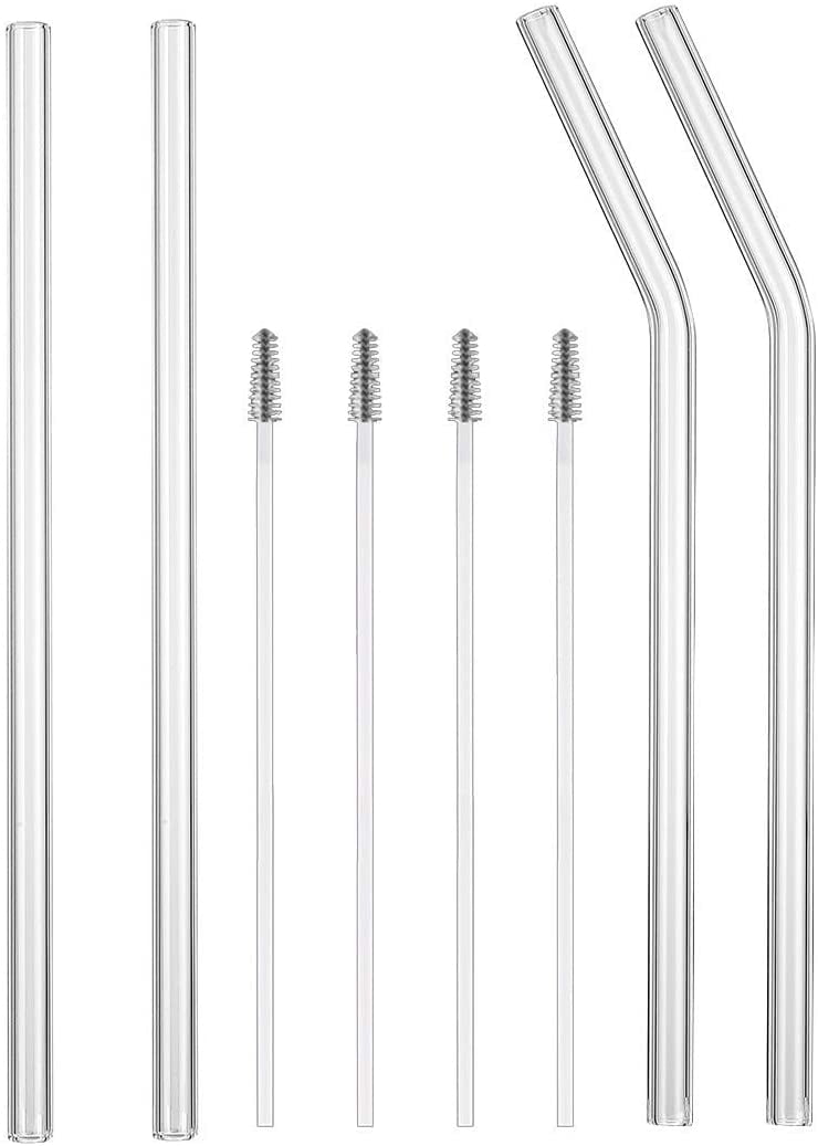 EVEREST GLOBAL Reusable Glass Straws 8 in 1 set 8.5" Borosilicate Glass