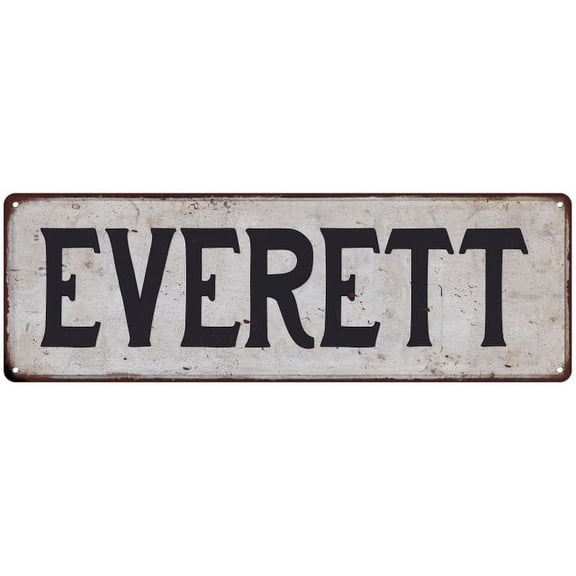 EVERETT Vintage Look Rustic Chic Metal Sign 8x24 108240036793