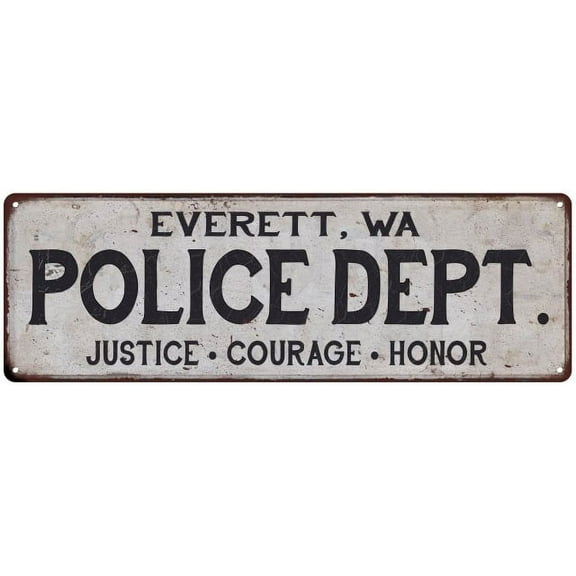 EVERETT, WA POLICE DEPT. Home Decor Metal Sign Gift 6x18 106180012262