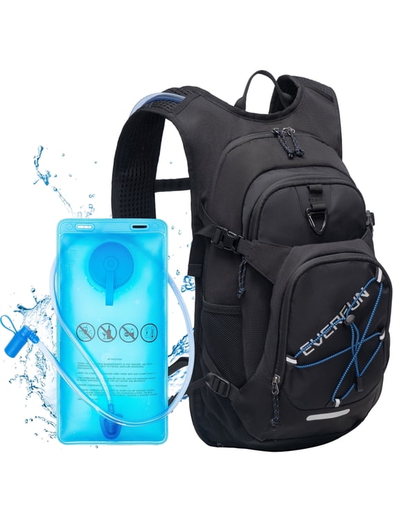 Hydration Backpack, 18L Hiking Water Pack with Water Bladder 2L/67oz Reservoir Insulated Hydropack Bag for Biking Running, Black