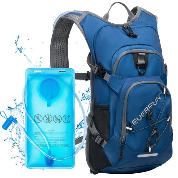 EVERFUN Hydration Backpack, 18L Hiking Water Pack with Water Bladder 2L/67oz Hydropack Biking, Blue