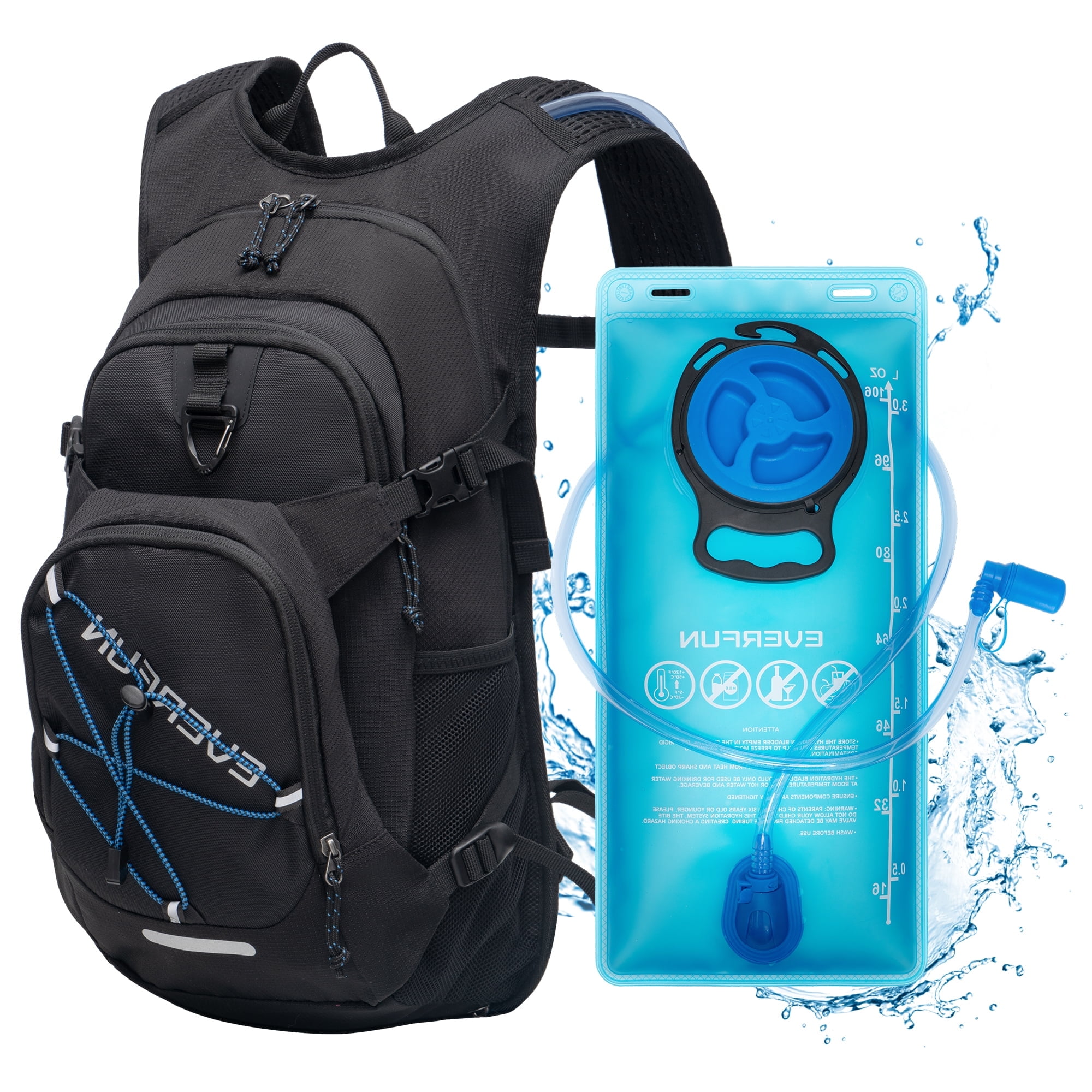 EVERFUN Hydration Backpack 18L Water Pack with Bladder 3L/101oz Hiking Hydropack for Biking Running Skiing - Black