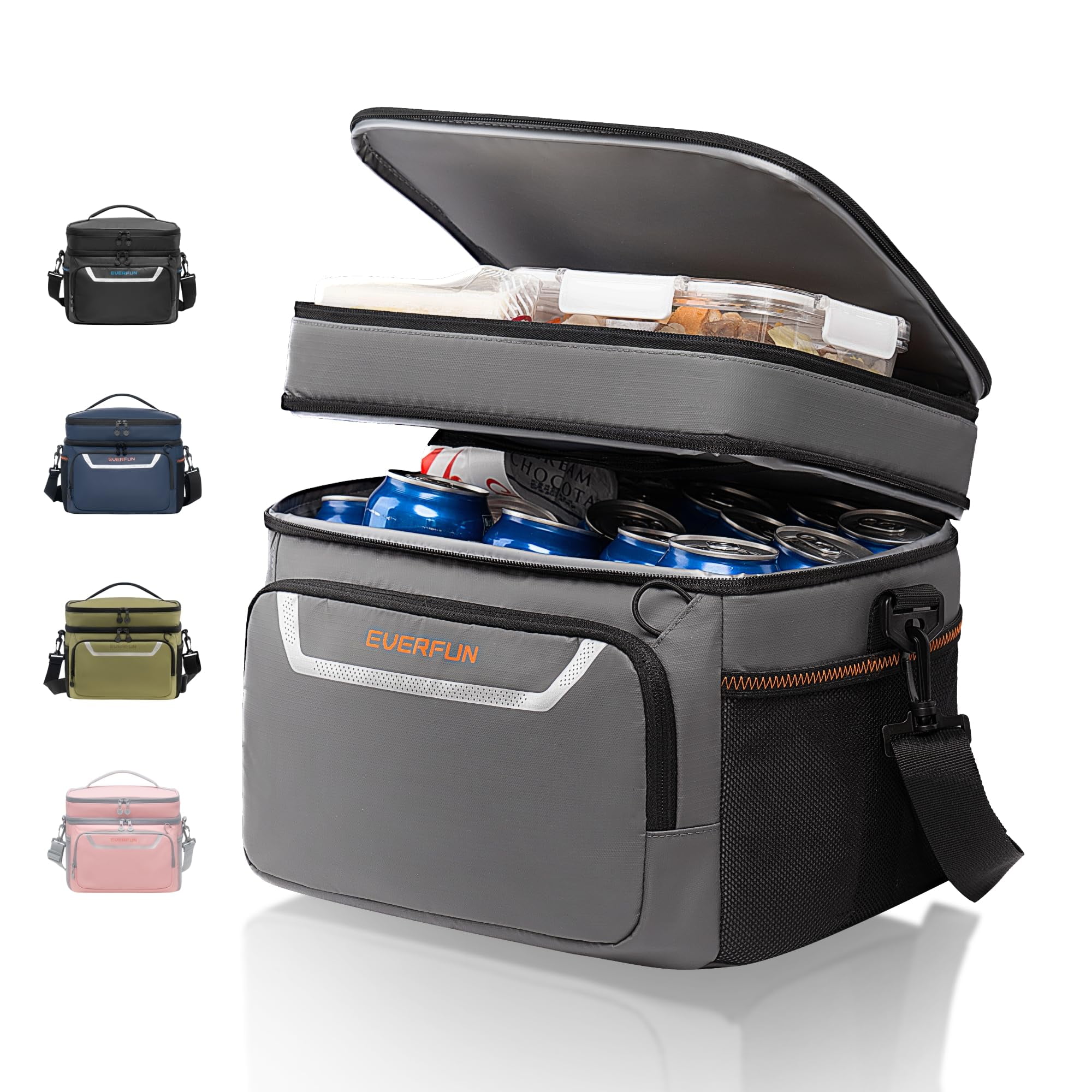 Everfun Insulated Cooler Bag 24 Can Leakproof Lunchbox Gray - Walmart.com