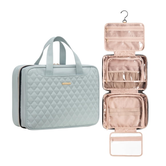 EVERFUN Large Size Travel Makeup Bag Women Hanging Toiletry Bag Cosmetic Organizer Kit, Mint Green