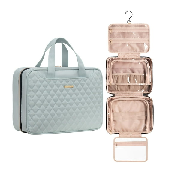 EVERFUN Large Size Travel Makeup Bag Women Hanging Toiletry Bag Cosmetic Organizer Kit, Mint Green