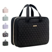 EVERFUN Large Travel Makeup Bag for Women Hanging Toiletry Bag Full Size Cosmetic Organizer Kit Pink