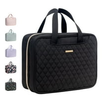 EVERFUN Large Toiletry Bag, Travel Makeup Bag for Women Hanging Cosmetic Bag, Full Sized Organizer for Essentials Accessories Kit, Black