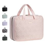 EVERFUN Large Travel Makeup Bag for Women Hanging Toiletry Bag Full Size Cosmetic Organizer Kit Pink