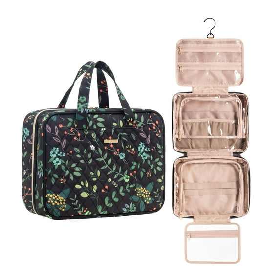 EVERFUN Large Travel Makeup Bag for Women Hanging Toiletry Bag Full Sized Cosmetic Bag Organizer Kit