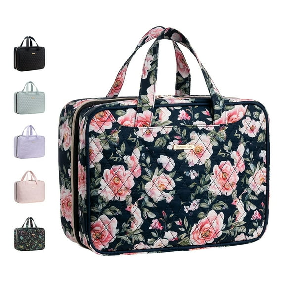 EVERFUN Large Travel Makeup Bag for Women Hanging Toiletry Bag Full Sized Cosmetic Bag Organizer Kit