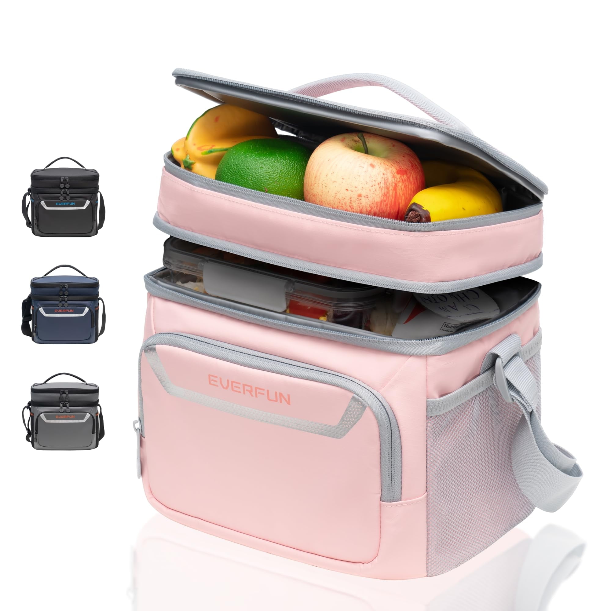 EVERFUN 10L Insulated Cooler Bag, Soft Sided Collapsible Lunchbox for