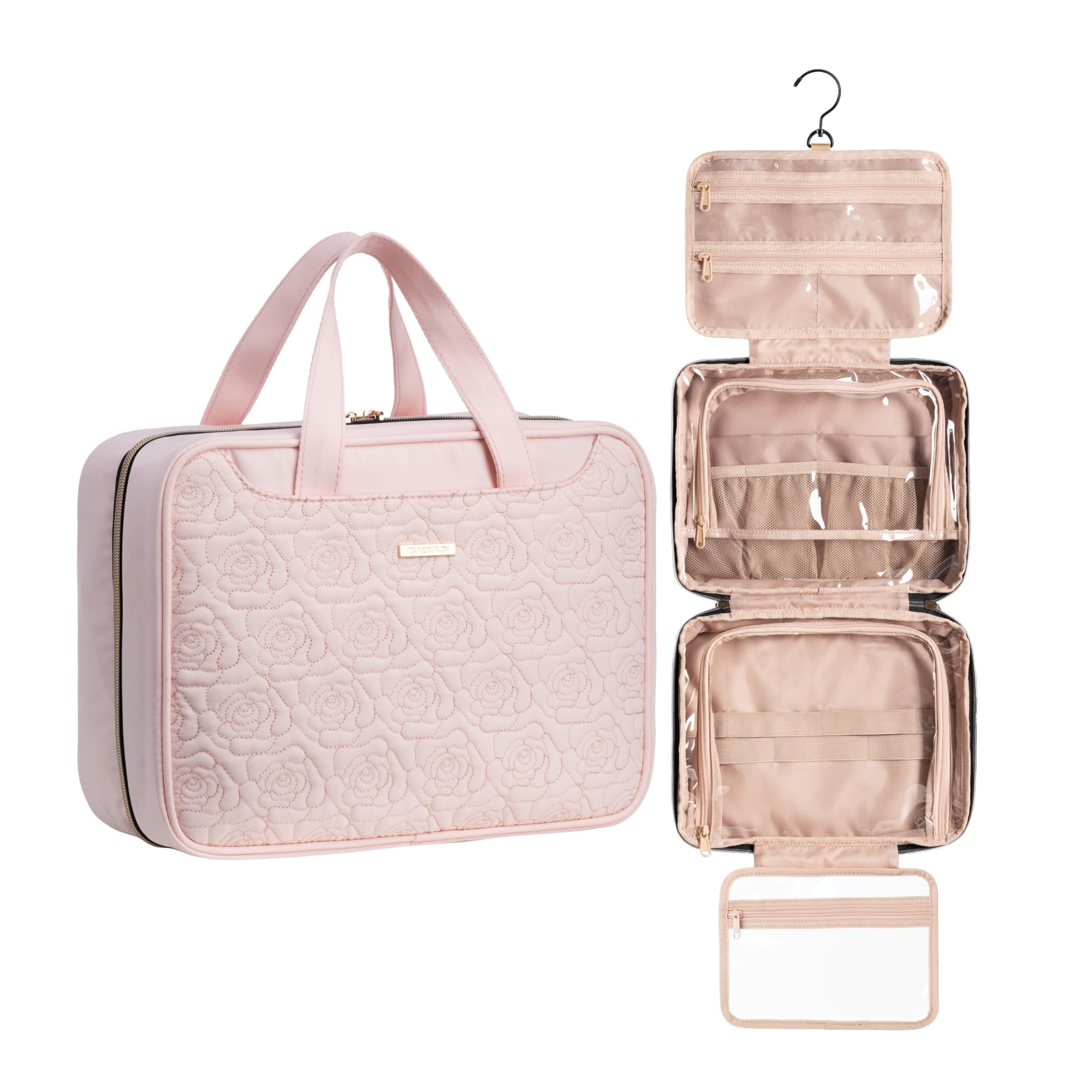 EVERFUN Travel Makeup Bag for Women Hanging Toiletry Bag Cosmetic Bag ...