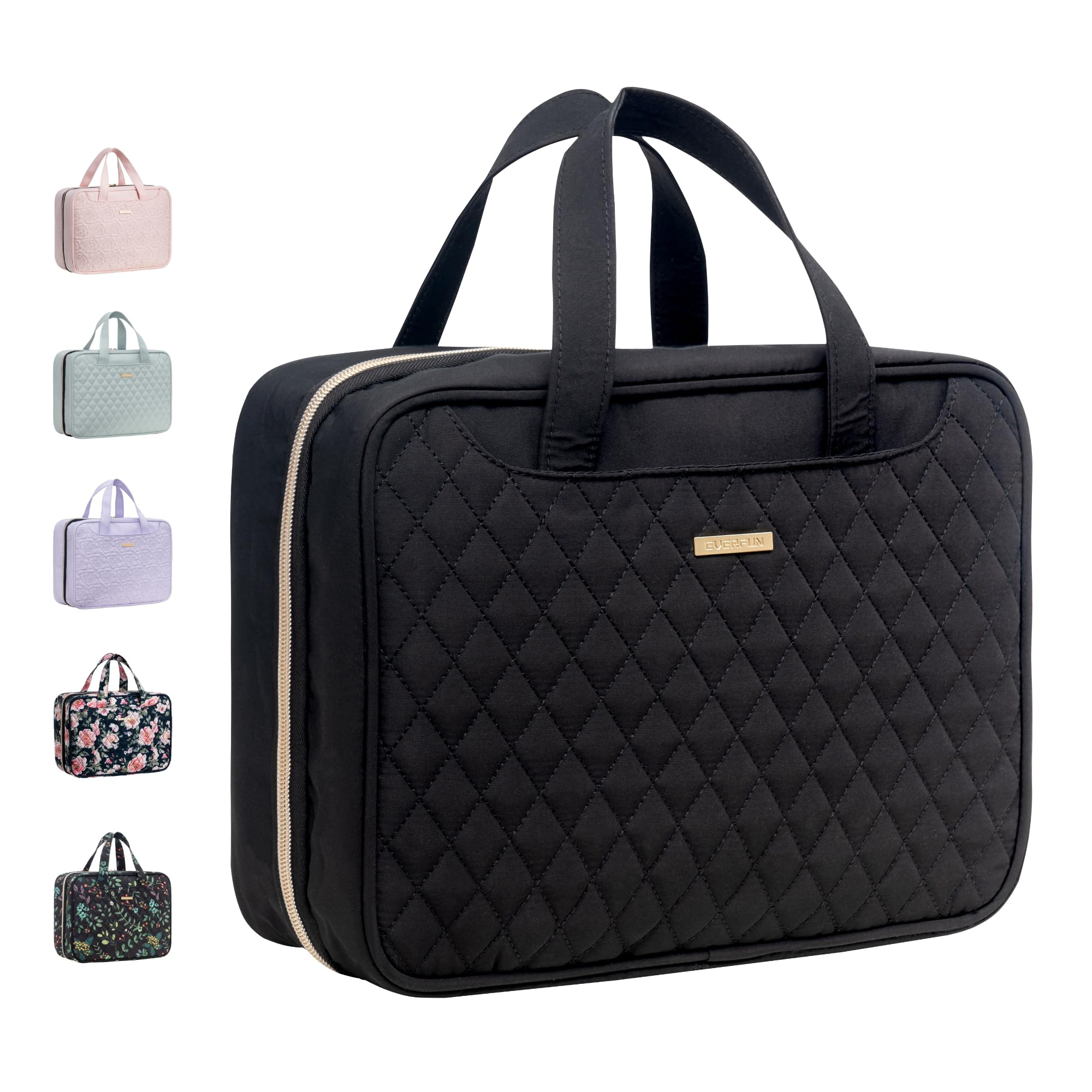 Modella Travel Zip and Carry Cosmetic Bag Weekender, Black