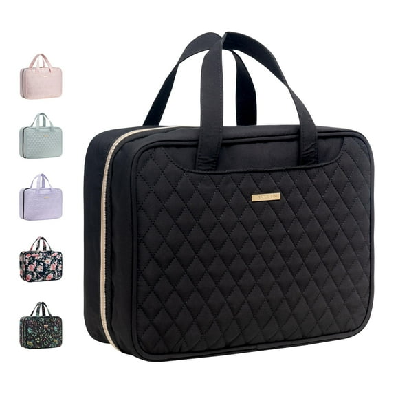 EVERFUN Travel Makeup Bag for Women Hanging Toiletry Bag Cosmetic Organizer, Accessories Kit, Black