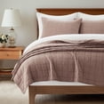 thumbnail image 1 of EVERGRACE 100% Cotton Box Stitch Quilt Bedding Set King Size 3 Pieces, Garment-Washed Lightweight Soft Cozy Coverlet, Oversized Quilted Bedspread Sets with 2 Shams for All Season, Clay, 1 of 8