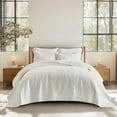 thumbnail image 1 of EVERGRACE 100% Cotton Paisley Quilt Set, Oversized King 3 Piece Set – Prewashed Lightweight Bedspread with 2 Shams, Soft & Breathable Matelasse Coverlet for All-Season Comfort, Bright White, 1 of 8