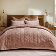 thumbnail image 1 of EVERGRACE 3 Pieces Luxurious Queen Velvet Quilts, Ultra Soft Lightweight Velvet Comforter Set, Matelasse Oversized Bedspread Coverlet for All Season with 2 Shams, Terracotta Clay, 92''x96'', 1 of 7
