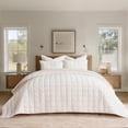 thumbnail image 1 of EVERGRACE 3 Pieces Luxurious Velvet Quilt Queen Size, Ultra Soft Bedspread Coverlet Set, Double Box Stitch Lightweight Velvet Comforter for All Season with 2 Shams, Cream White, 92''x96'', 1 of 8