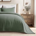 thumbnail image 1 of EVERGRACE Cotton Bedspread Full Queen Size, Ultra Soft Prewashed Pick Stitch Matelassé Coverlet, Lightweight Textured Oversized Queen Quilt Bedding Set for All Season, with 2 Shams, Olive Green, 1 of 8