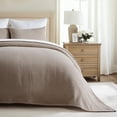 thumbnail image 1 of EVERGRACE Cotton Gauze Full Queen Bedspread, Ultra Soft Prewashed Pick Stitch Matelassé Coverlet, Lightweight Textured Oversized Queen Quilt Bedding Set for All Season, with 2 Shams, Mocha Brown, 1 of 8