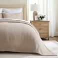thumbnail image 1 of EVERGRACE Cotton Gauze Full Queen Bedspread, Ultra Soft Prewashed Pick Stitch Matelassé Coverlet, Lightweight Textured Oversized Queen Quilt Bedding Set for All Season, with 2 Shams, Khaki Tan, 1 of 8