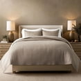 thumbnail image 1 of EVERGRACE Cotton Sateen Quilt Set King Size, Pre-Washed Cotton Channel Stitch Coverlet Bedspread, 3 Pieces Lightweight Soft Bedding Sets for All Season, with 2 Pillow Shams, Stone Taupe, 1 of 8