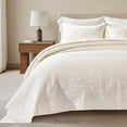 thumbnail image 1 of EVERGRACE Cotton Sateen Quilt Set King Size, Pre-Washed Cotton Channel Stitch Coverlet Bedspread, 3 Pieces Lightweight Soft Bedding Sets for All Season, with 2 Pillow Shams, Cream, 1 of 8