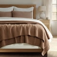 thumbnail image 1 of EVERGRACE Cross Stitch Pre-Washed Cotton Quilt Bedding Set Queen Size, Oversized 3 Pieces Lightweight Bedspread Coverlet for All Season, with 2 Matching Shams, Camel Brown, 92"x96", 1 of 8