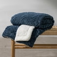 thumbnail image 1 of EVERGRACE Jacquard Boho Sherpa Fleece Throw Blanket for Couch, Super Soft Cozy Fuzzy Plush Blankets for All Seasons, Reversible Thick Warm Blanket for Bed, Sofa, Living Room, Stormy Blue, 50" x 60", 1 of 7