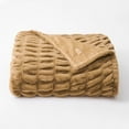 thumbnail image 1 of EVERGRACE Luxurious Soft Faux Rabbit Fur Throw Blanket, Cozy Fuzzy Plush Warm Throws for Couch Bed Sofa Chair Home Decor, Ruched Bubble Fluffy Blanket with Reversible Velvet, 50"" x 60"", Camel, 1 of 8