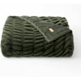 thumbnail image 1 of EVERGRACE Luxurious Soft Faux Rabbit Fur Throw Blanket, Cozy Fuzzy Plush Warm Throws for Couch Bed Sofa Chair Home Decor, Ruched Bubble Fluffy Blanket with Reversible Velvet, 50"" x 60"", Loden Green, 1 of 8