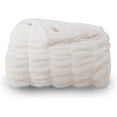thumbnail image 1 of EVERGRACE Luxurious Soft Faux Rabbit Fur Throw Blanket, Cozy Fuzzy Plush Warm Throws for Couch Bed Sofa Chair Home Decor, Ruched Bubble Fluffy Blanket with Reversible Velvet, 50"" x 60"", Ivory White, 1 of 8