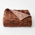 thumbnail image 1 of EVERGRACE Luxurious Soft Faux Rabbit Fur Throw Blanket, Cozy Fuzzy Plush Warm Throws for Couch Bed Sofa Chair Home Decor, Ruched Bubble Fluffy Blanket with Reversible Velvet, 50"" x 60"", Clay, 1 of 8