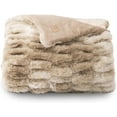thumbnail image 1 of EVERGRACE Luxurious Soft Faux Rabbit Fur Throw Blanket, Cozy Fuzzy Plush Warm Throws for Couch Bed Sofa Chair Home Decor, Ruched Bubble Fluffy Blanket with Reversible Velvet, 60" x 80", Beige, 1 of 8