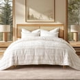thumbnail image 1 of EVERGRACE Luxury Ruched Velvet Quilt Queen Size, Ultra Soft Bedspread Coverlet Set, Lightweight Velvet Comforter, Quilted Bedding Cover with 2 Matching Shams for All Season, Ivory White, 1 of 7
