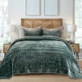 thumbnail image 1 of EVERGRACE Luxury Ruched Velvet Quilt Queen Size, Ultra Soft Bedspread Coverlet Set, Lightweight Velvet Comforter, Quilted Bedding Cover with 2 Matching Shams for All Season, Dark Green, 1 of 7