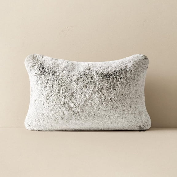 EVERGRACE Luxury Soft Faux Chinchilla Fur Throw Pillow Cover 1 Piece, Decorative Plush Fluffy Cozy Mink Pillow Case 12"x20" for Couch Sofa Bed Living Room, Champagne Fawn